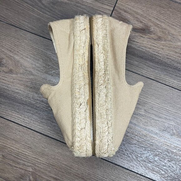 Soludos‎ Palm Tree Embroidered Espadrilles Womens Size 7 Round Toe Beige Linen - Picture 2 of 9